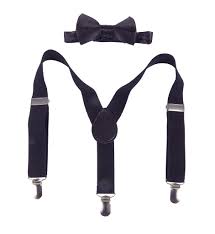 MAISON CHIC BLACK SUSPENDER & BOW TIE SET