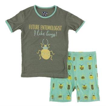 KicKee Pants Print Short Sleeve Pajama Set With Shorts - Glass Beetles