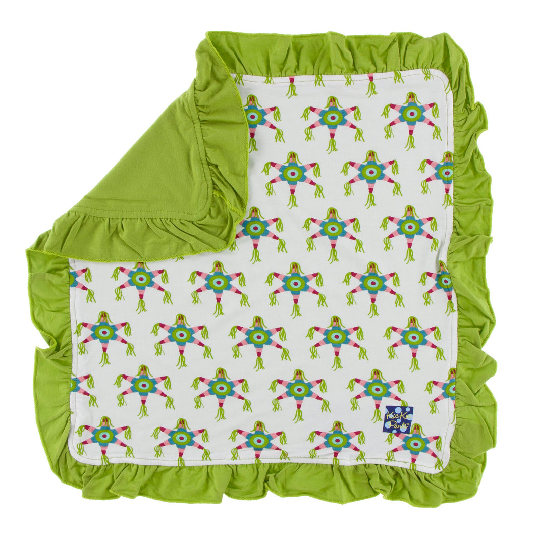 KicKee Pants Print Ruffle Bamboo Lovey - Natural Piñata