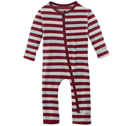 Kickee Pants Print Coverall with Zipper - Playground Stripe
