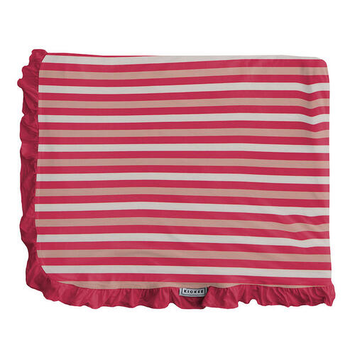 Kickee Pants Print Ruffle Double Layer Throw Blanket - Hopscotch Stripe - One Size