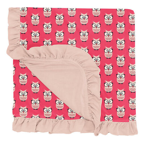 Kickee Pants Print Ruffle Toddler Blanket - Taffy Wise Owls - One Size