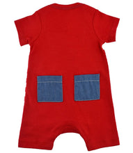 Lemon Loves Lime Baby Boys Red Striped Romper - Catch of the Day Crabs