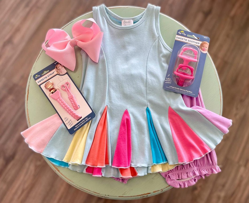 Lemon Loves Lime Girls Rainbow Carnival Swing Dress - Sterling Blue Just For Babies, Inc. Lemon Loves Lime Girls Rainbow Carnival Swing Dress - Sterling Blue Just For Babies, Inc.
