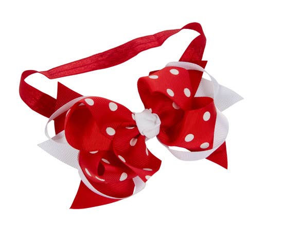 MAISON CHIC LB RED POLKA DOT HAIR BOW HEADBAND