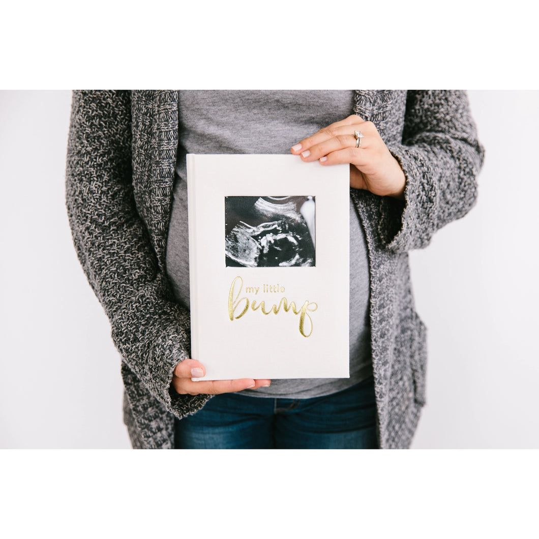 Pearhead My Little Bump Linen Pregnancy Journal, Ivory