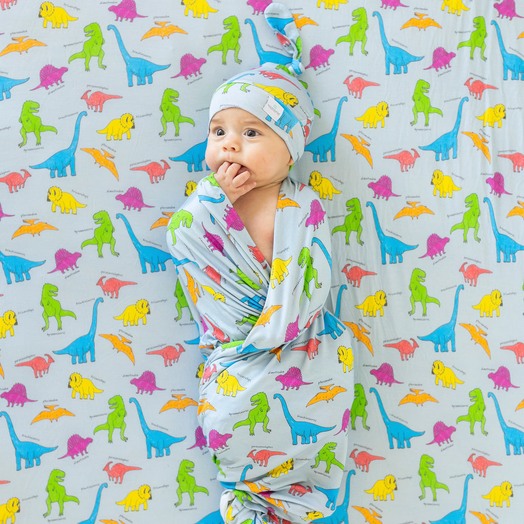 Neon Dinos Swaddle Blanket by Macaron+Me