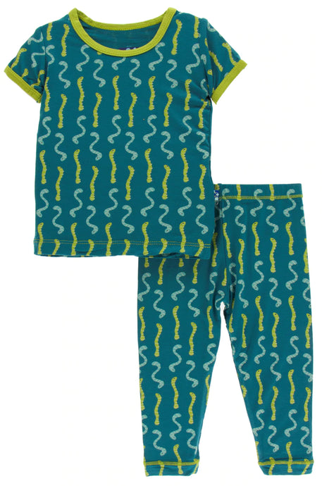 Kickee Pants Oasis Worms Short Sleeve and Pants Set