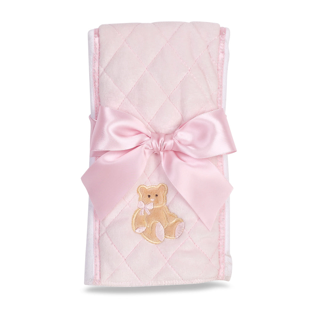 Huggie Teddy Bear Burp Cloth in Pink Bearington Collection