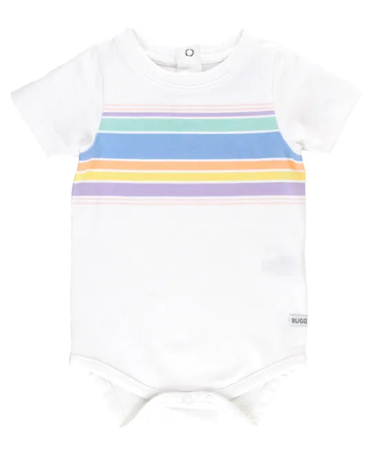 Rainbow Lane Stripe Short Sleeve Bodysuit by RuggedButts