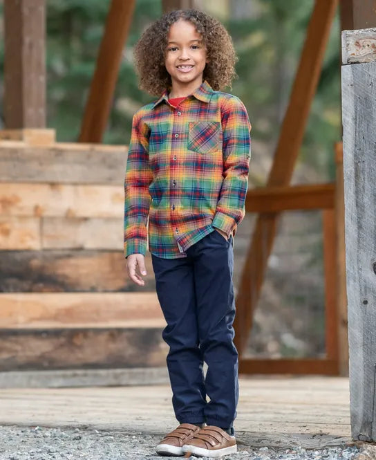 Storybook Rainbow Plaid Longsleeve Button Down - RuggedButts – Just For  Babies, Inc.