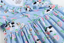 Ruffles -Blue Floral and Cow Print Ruffle Wrap Dress by Tutu & Lulu
