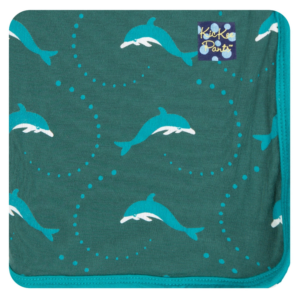 KicKee Pants Swaddling Blanket - Seaweed Dolphin