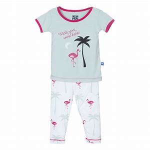 KicKee Pants Short Sleeve Pajama Set - Natural Flamingo