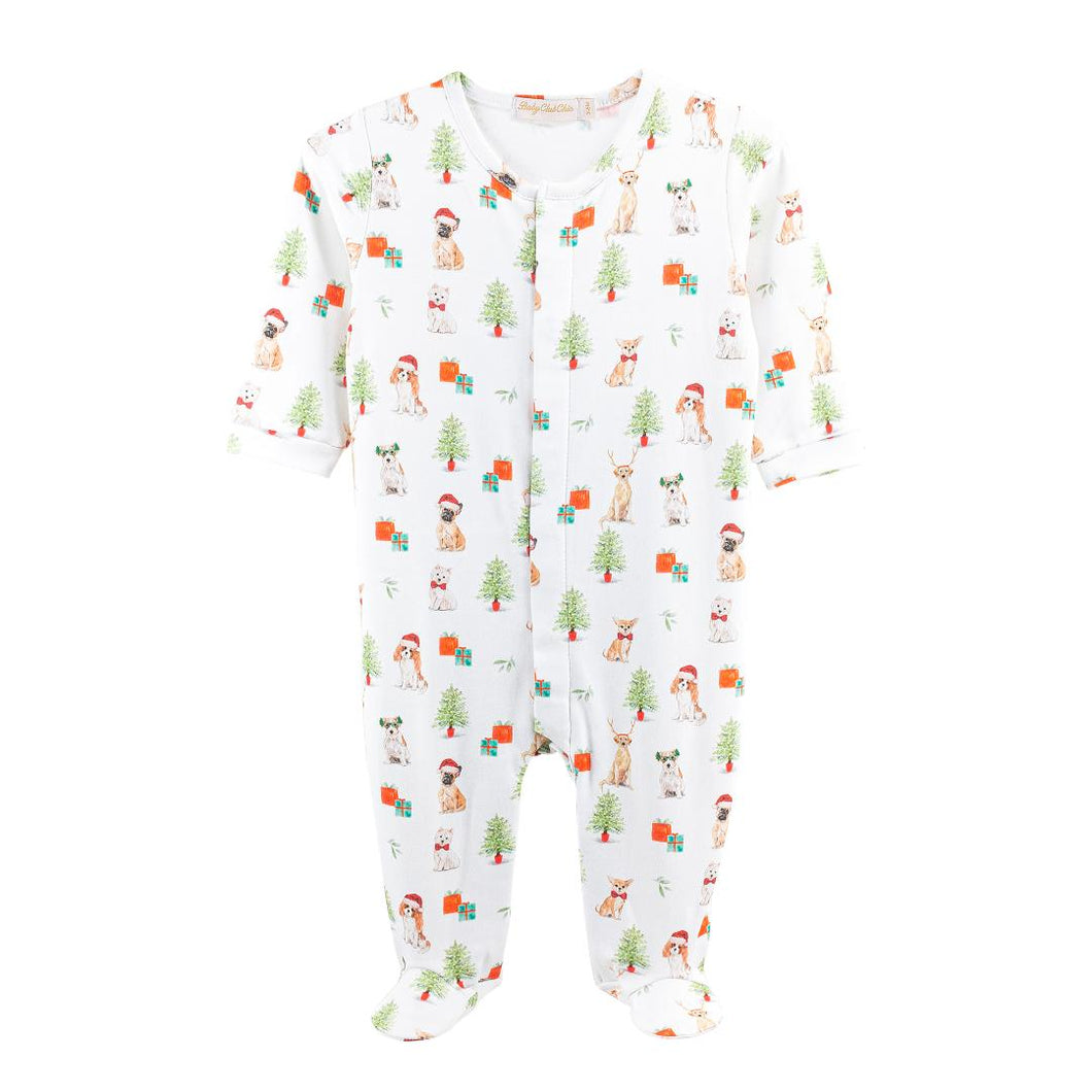 Baby Club Chic Christmas Pup Zipped Footie