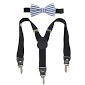 MAISON CHIC NAVY BLUE SUSPENDERS & BLUE/WHITE SEERSUCKER BOW TIE SET