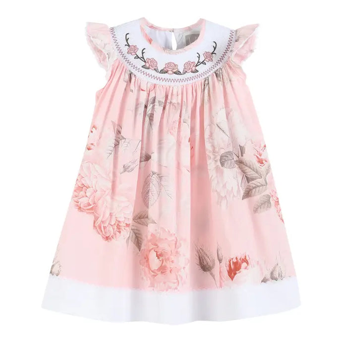 Vintage Rose Smocked with Roses Bishop Dress by Lil Cactus