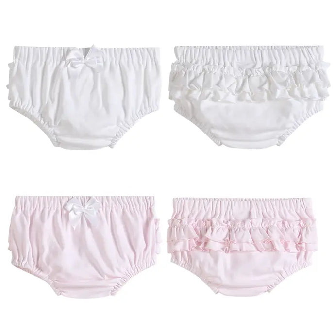 White and Pink Baby Bloomers Knit 2 pc Set by Lil Cactus