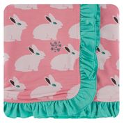 KICKEE PANTS PRINT RUFFLE TODDLER BLANKET STRAWBERRY FOREST RABBIT